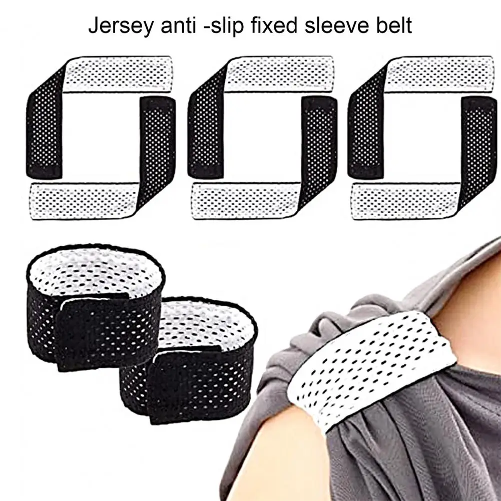 4Pcs Sleeve Fixed Cuff Fastener Tape Shoulder Strap Breathable Tie Sleeves Blended T-shirt Jersey Sleeve Strap Sports Cuff Band