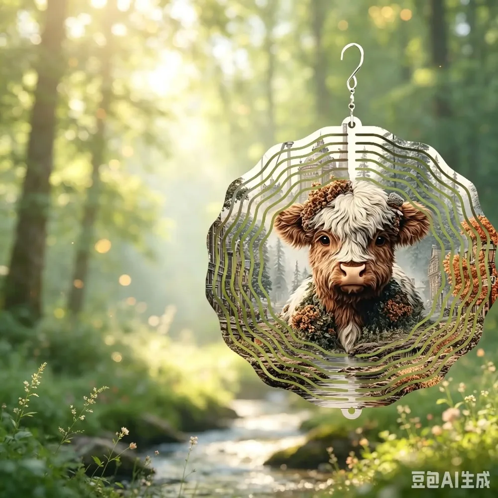 CIFBUY 3D Metal Wind Spinner Kaleidoscope Pattern 360 Degree Rotating Hook Garden Patio Yard Lawn Outdoor Home Decor Gift