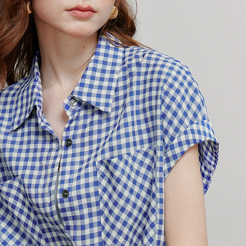 TOYOUTH بلوزة نسائية قميص 2025 صيف جديد ريترو منقوشة قصيرة الأكمام قميص غير رسمي متعدد الاستخدامات 8522043