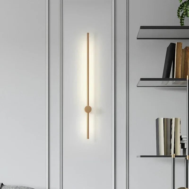 Nordic Creative Strip LED Wall Lamp for Bedroom Aisle Decor Bedside Reading Light Stairs Background Black Bathroom Longer Sconce