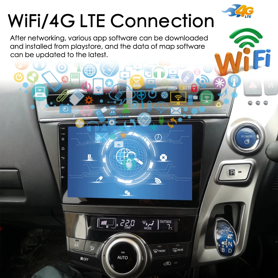 128GB Android 14 AI Voice Car Radio GPS Navigation For Toyota Prius Plus Alpha 2012-2015 Multimedia Video Player CarPlay Stereo