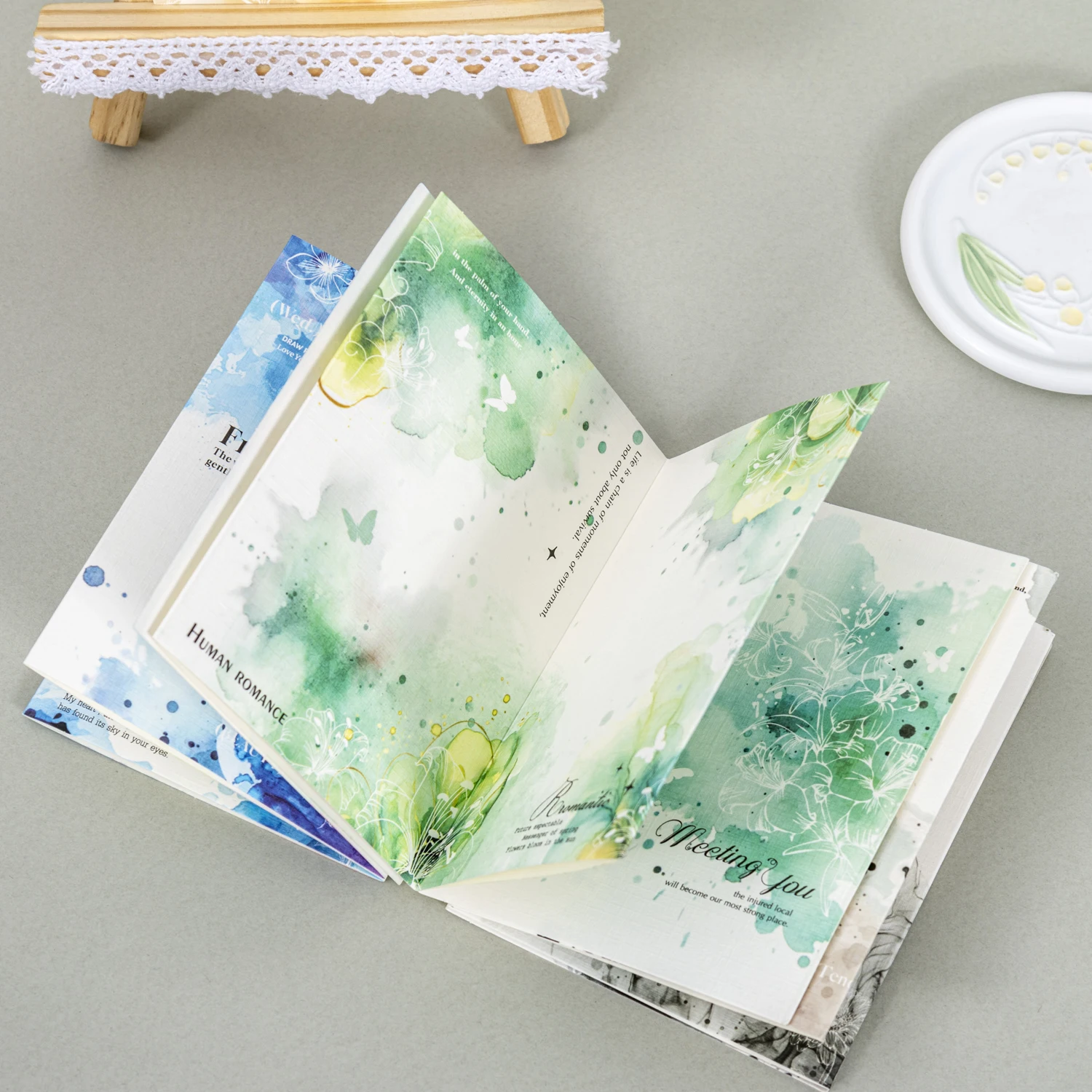 Carta materiale acquerello Kawaii 2 pezzi Nota Foglie sfuse Carta decorativa Messaggio Memo note per cose da fare Forniture di cancelleria per ufficio