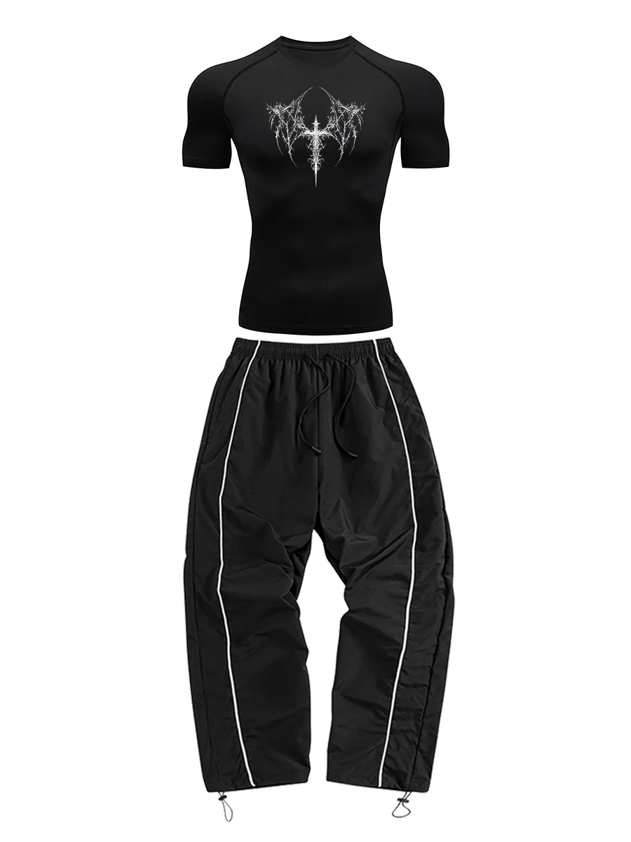 

Men's Fashionable Printed Sports Suit Quick-Drying Short-Sleeved Summer Outdoor Sports And Fitness Training Apparel