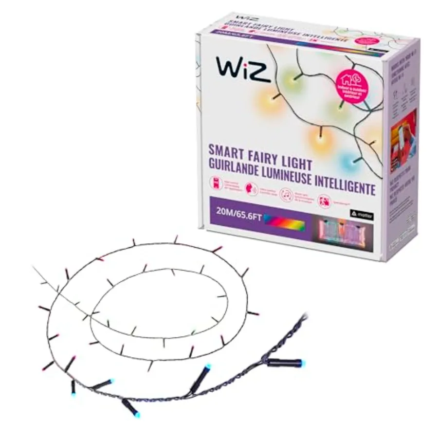 

Fairy Lights 65.6ft RGB LED Smart Color-Changing Static and Dynamic Modes Music Sync App and Voice Control