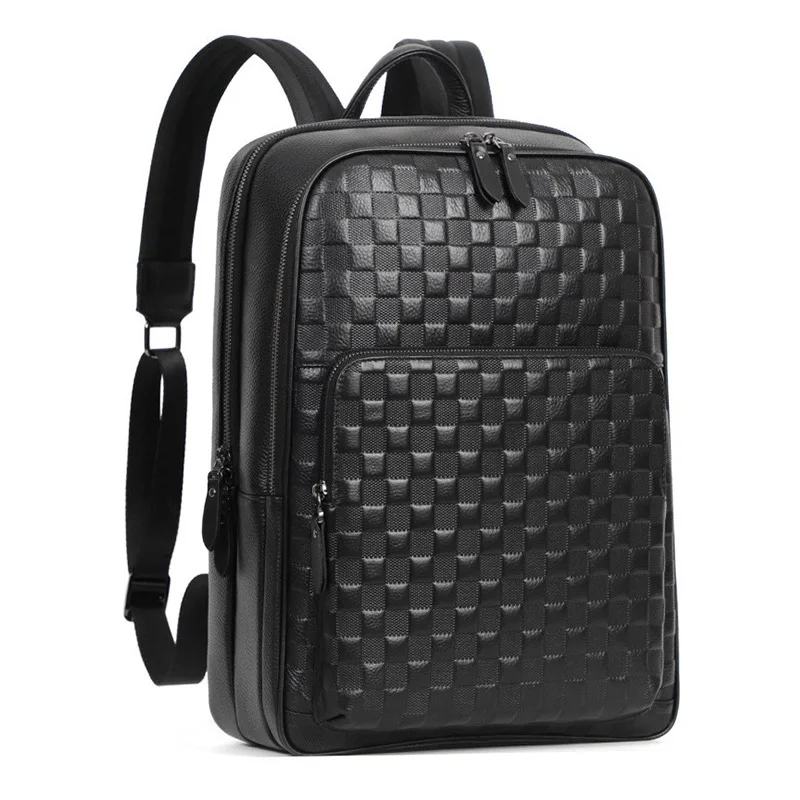 Premium Top Layer Cowhide Leather Men Backpack Multi Compartment Business Laptop Travel Bag Stylish Large Capacity Rucksack