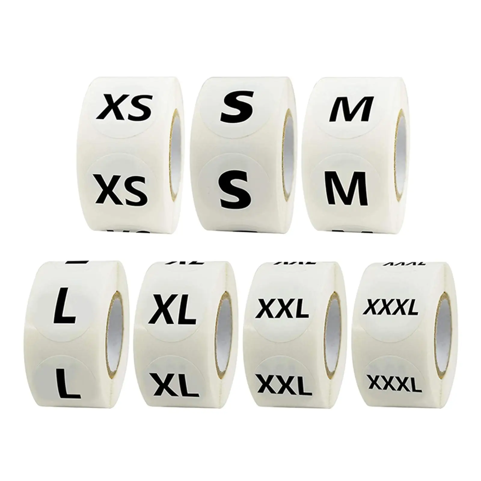 3500X Clothing Size Label Round Sticker Size Code Black Word White Bottom for Clothes Shoes Hats (XS/S/M/L/XL/2XL/3XL Each 500X)