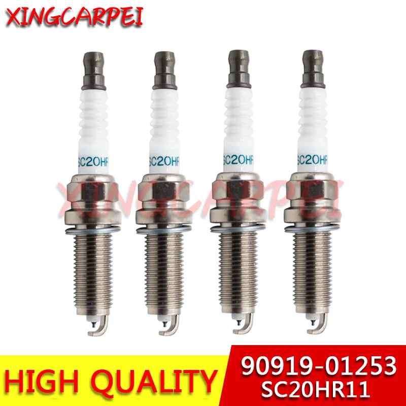 New 4pcs SC20HR11 90919-01253 IRIDIUM Spark plug For Toyota Altis 2010-2021 For  Vios 2014-2021 For  Yaris Ativ 2015-2021