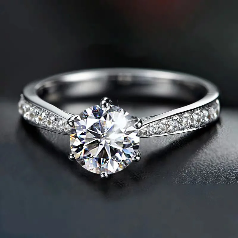 Luxury shining crystal 925 Sterling Silver diamond ring Beautiful moissanite Ring  fashion Wedding Party women jewelry