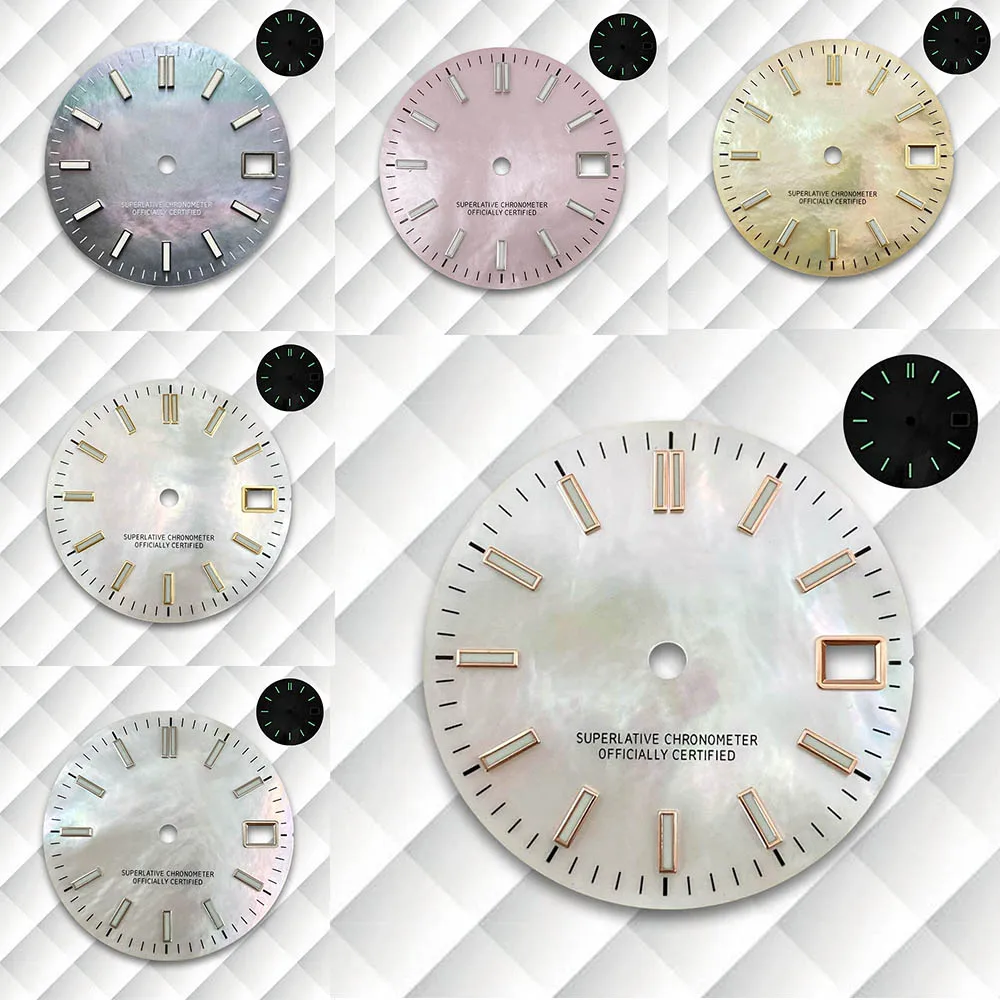 

28.5mm S Logo Fritillaria Dial High Quality Fit NH35/NH36/4R/7S Japanese Movement Green Luminous Watch Modification Accessories