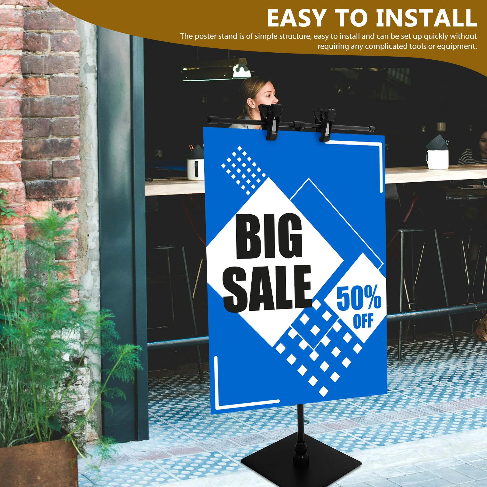 Poster Stand Banner Advertising Stands Table Holder Stainless Steel Desktop for Display Plastic