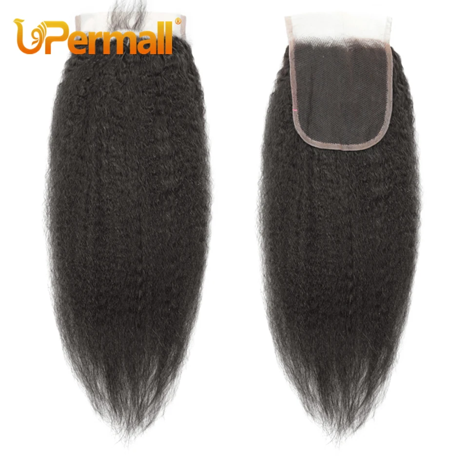 Upermall 13x4 Kinky Straight Lace Frontal Pre Plucked With Baby Hair HD Transparent Yaki 4x4 Closure Remy Human Hair For Women