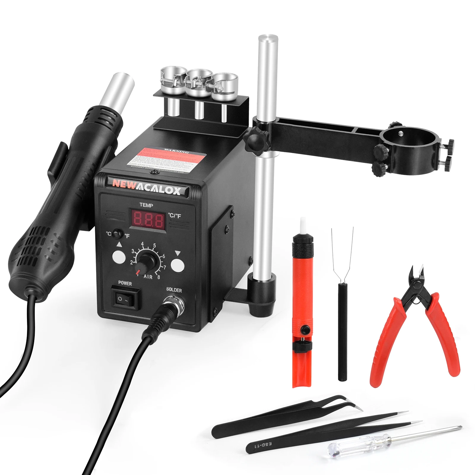 700W Digital Hot Air Rework Station C/F Temperature Regulated Soldering Station US Plug 110V  Desoldering Welding Tool