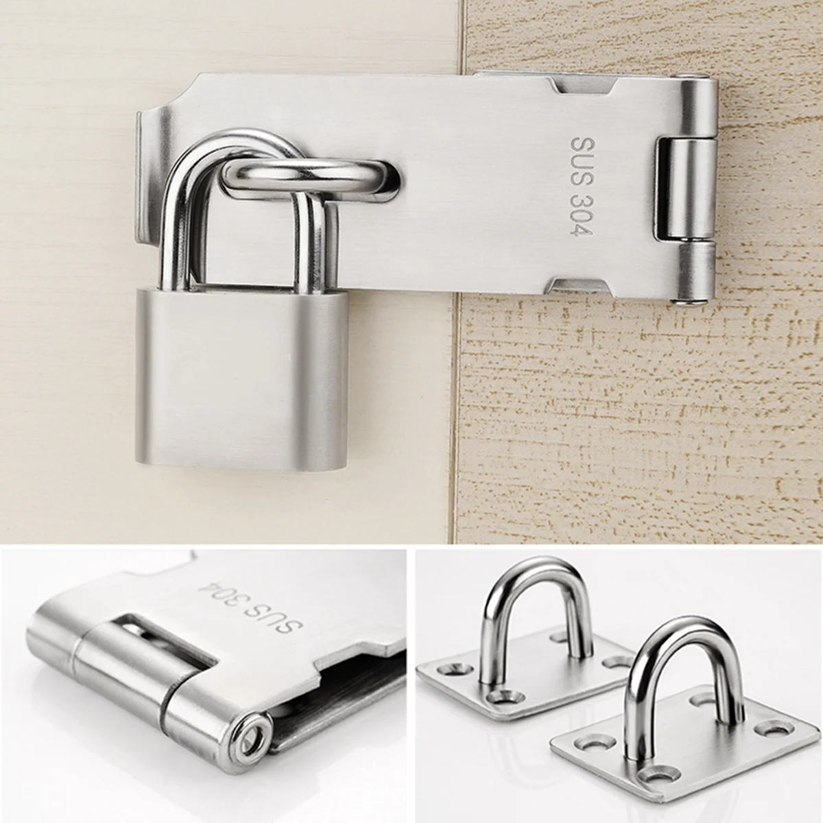 

3pcs Thickened Stainless Steel Door Hasp Lock Latch Heavy Duty Padlock Clasp 3Inch 4Inch 5Inch Durable Hardware Fastener