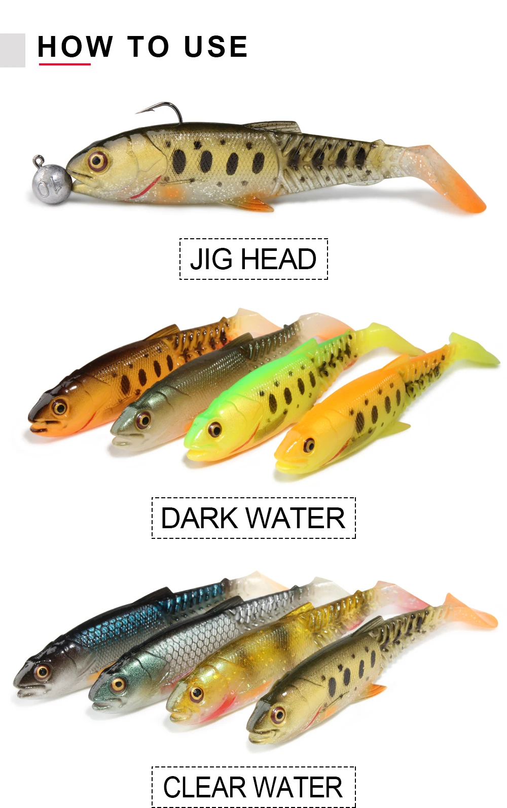 Spinpoler Predator Weicher Angelköder Swimbait Paddle Tail Silikon Cannibal Künstlicher Köder Offener Mund Jig Head Bass Sea Wobbler – Detail 4