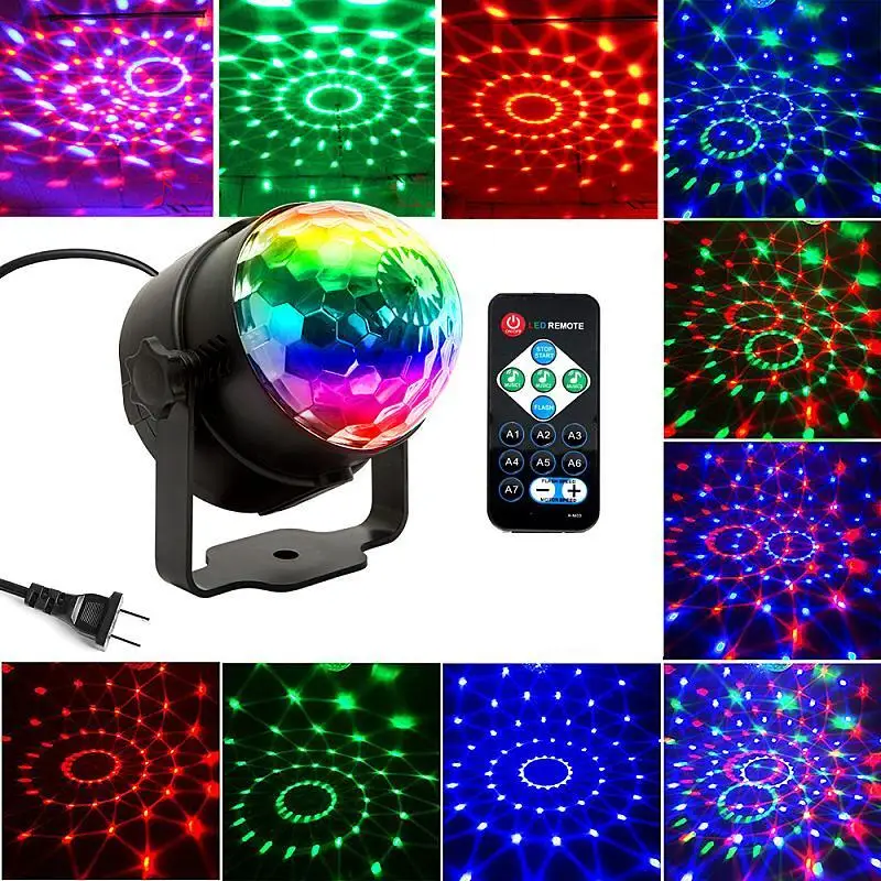 

Mini Sound Activated Rotating Disco Ball DJ Party Lights 3W RGB Stage Lights for Christmas Wedding Sound Party Stage DJ