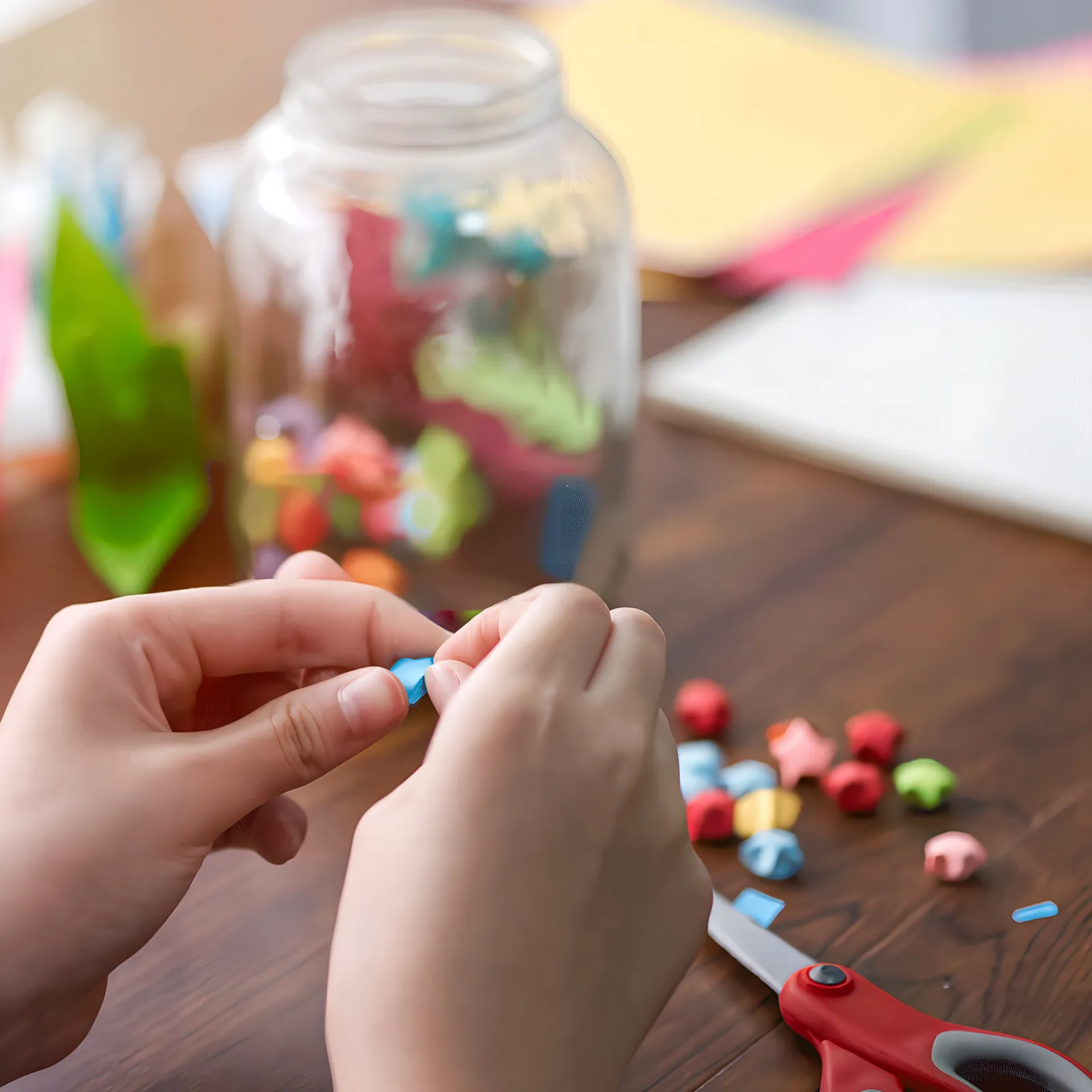 1040 قطعة من شرائح ورق الأوريغامي اللامعة عالية الجودة، لوازم حرفية ورقية لصنع النجوم الزخرفية والهدايا