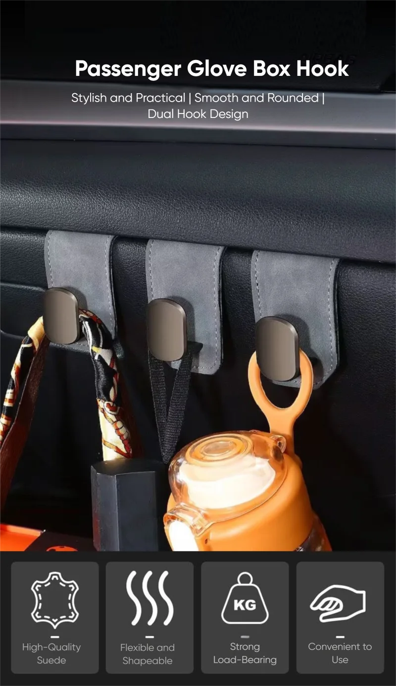 TazerApex Universeller Auto-Handschuhfach-Haken, Aufbewahrungshaken für Handschuhfach, Hängehaken für Taschen, Hüte und Geldbörsen – Detail 1