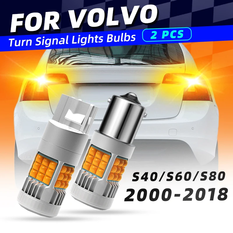 Bombillas de luces LED de intermitente, indicador de dirección intermitente delantero/trasero ámbar para Volvo S40 S60 S80 1 2 Cross Country 2006 2011 2012