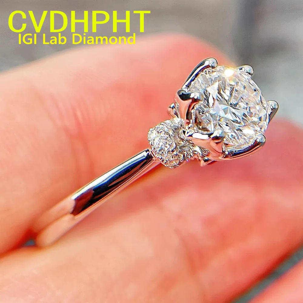 

LUXURY 5 Carat real Solid 14K gold Lab grown dimaond ring IGI round shape D VS1 Wedding engagement ring ﻿