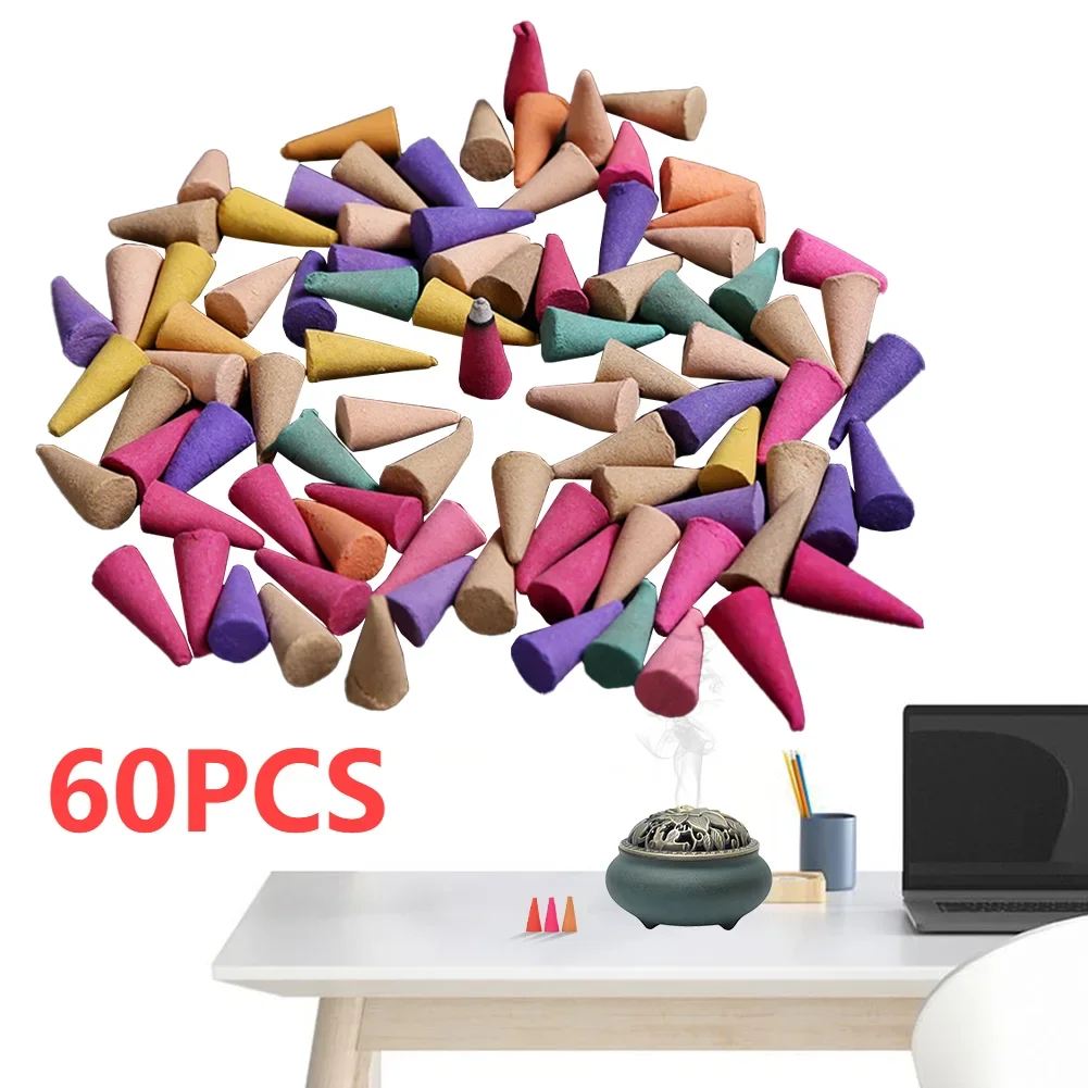 60 Stück gemischte natürliche Weihrauch Rose Jasmin Lavendel Osmanthus Sakura Rauch kegel Reflux Turm Weihrauch Rückfluss Weihrauch Salbei