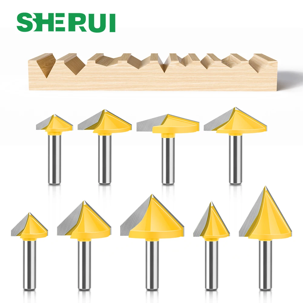 8mm 60 Degrees 90 Degrees 120 Degrees 3D Router Bit V-shaped Cutter 3D Milling Cutter Engraving Machine Cutter Woodworking Tools