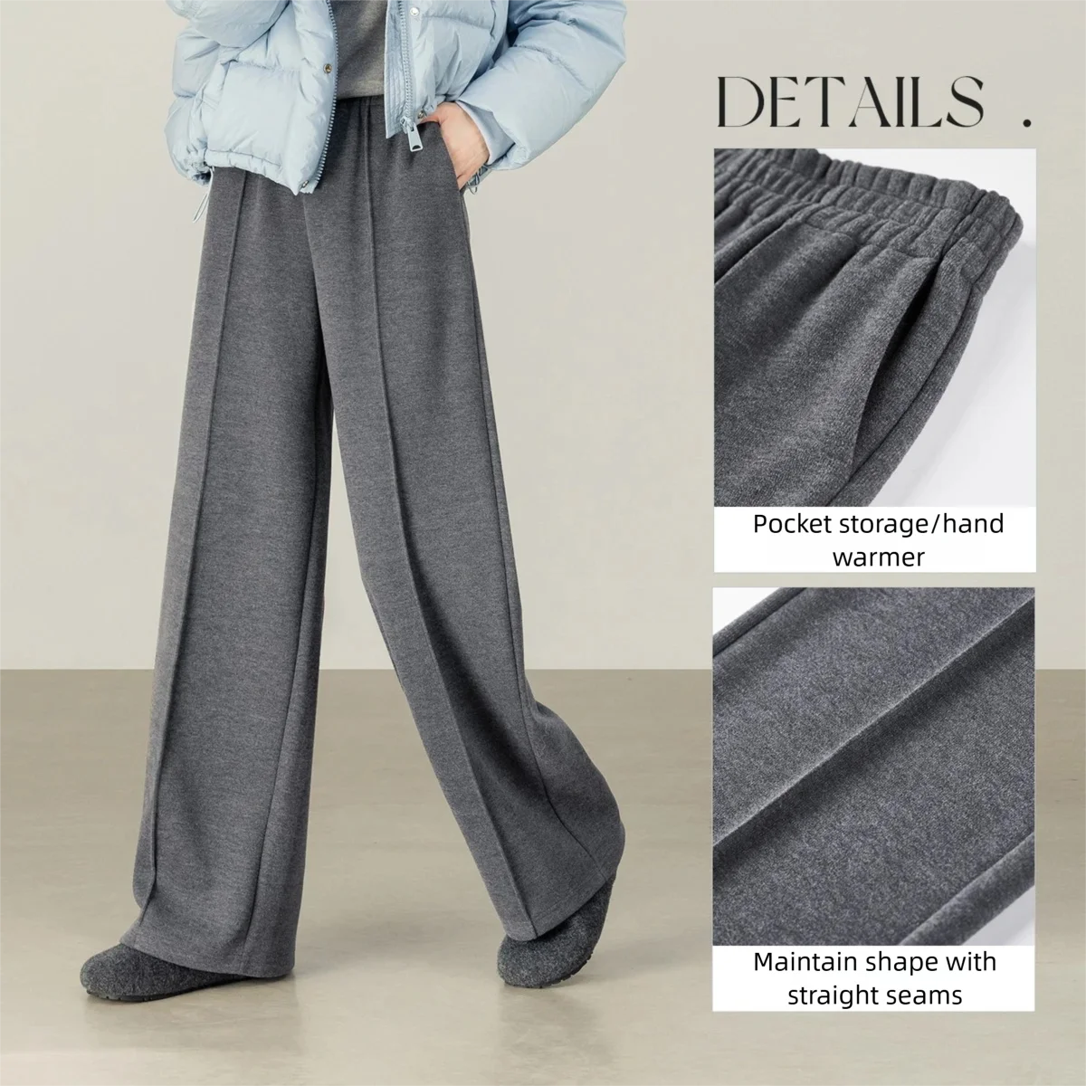 SENTUBILA Women's Knitted Pants 2025 Winter New Casual Commute Straight Pants Pockets Wide-leg Pants Female Clothes 154K80280