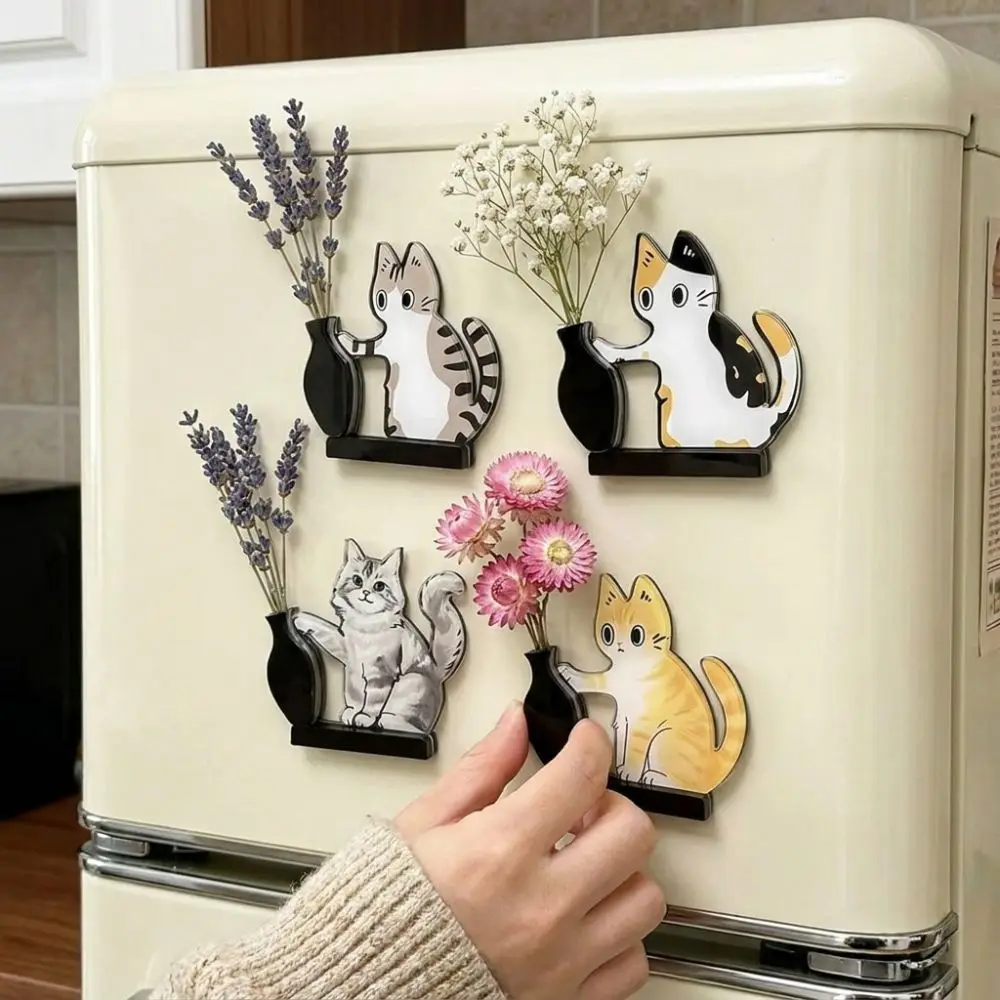Cartoon Cat Hair Storage Box Moisture Proof Kitten Theme Pet Memorial Fridge Magnet Dust-proof Novelty
