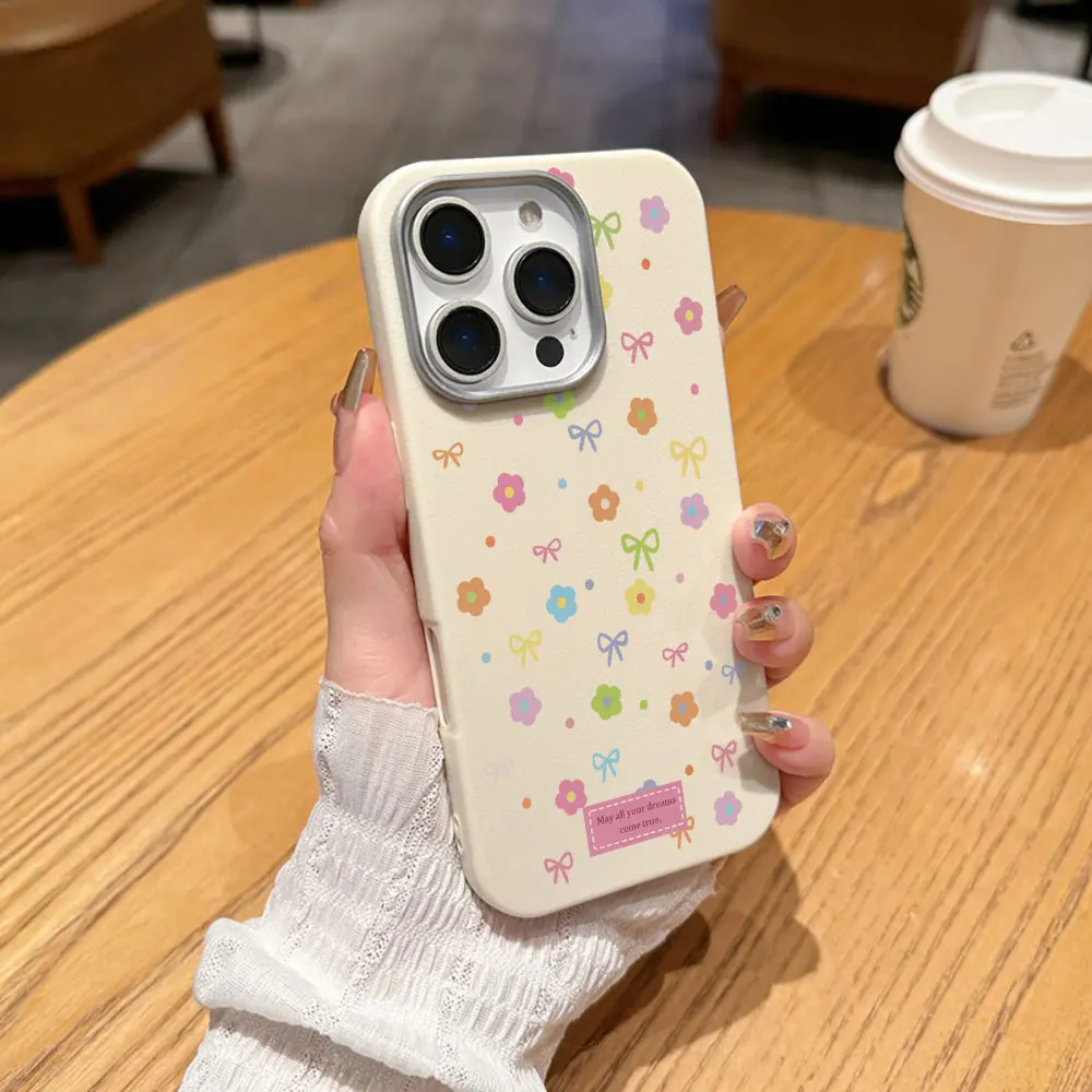 Cartoon Floral Dot TPU Phone Case For Samsung Galaxy S26 S25 S24 Ultra S23 FE S22 S21 Plus A34 A35 A54 A55 A56 A36 Leather Cover