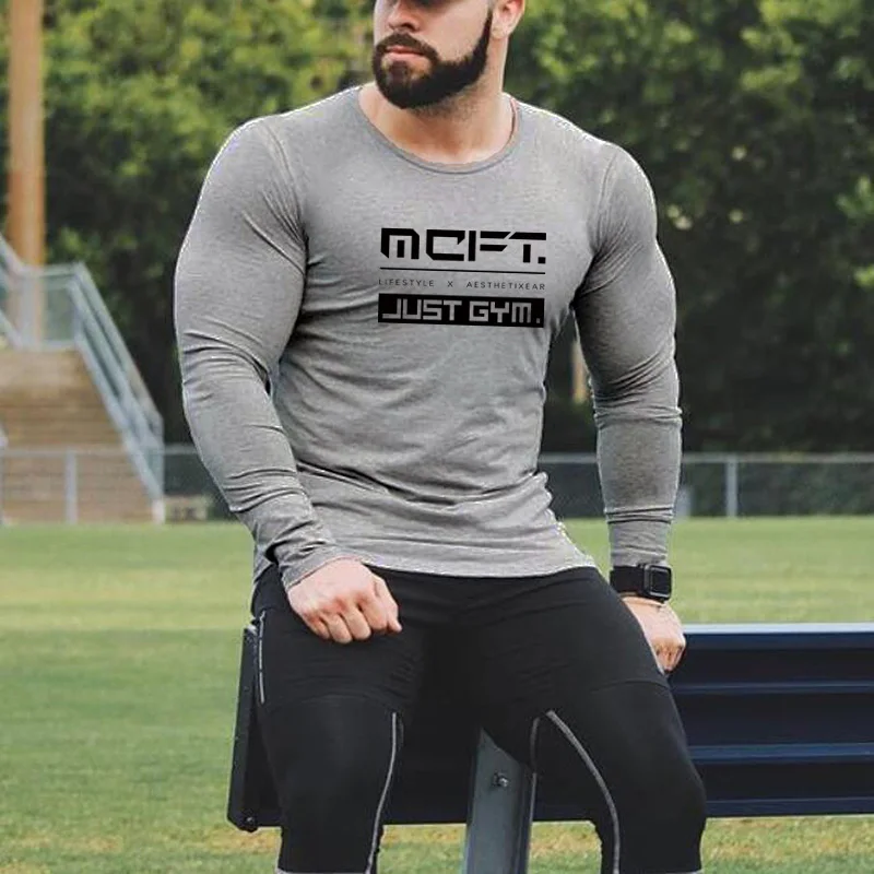 Muscle Guys Fitness cotone manica lunga Sport t-Shirt palestra Running Bodybuilding Training abbigliamento sportivo autunno inverno camicia