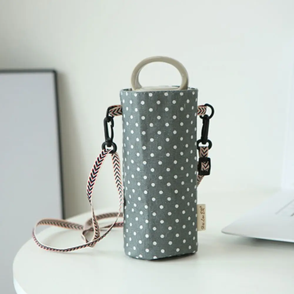 Fashionable Adjustable Outdoor Portable Cotton and Linen Mug Holder Bag Handbag Shoulder Bag Bottle Crossbody