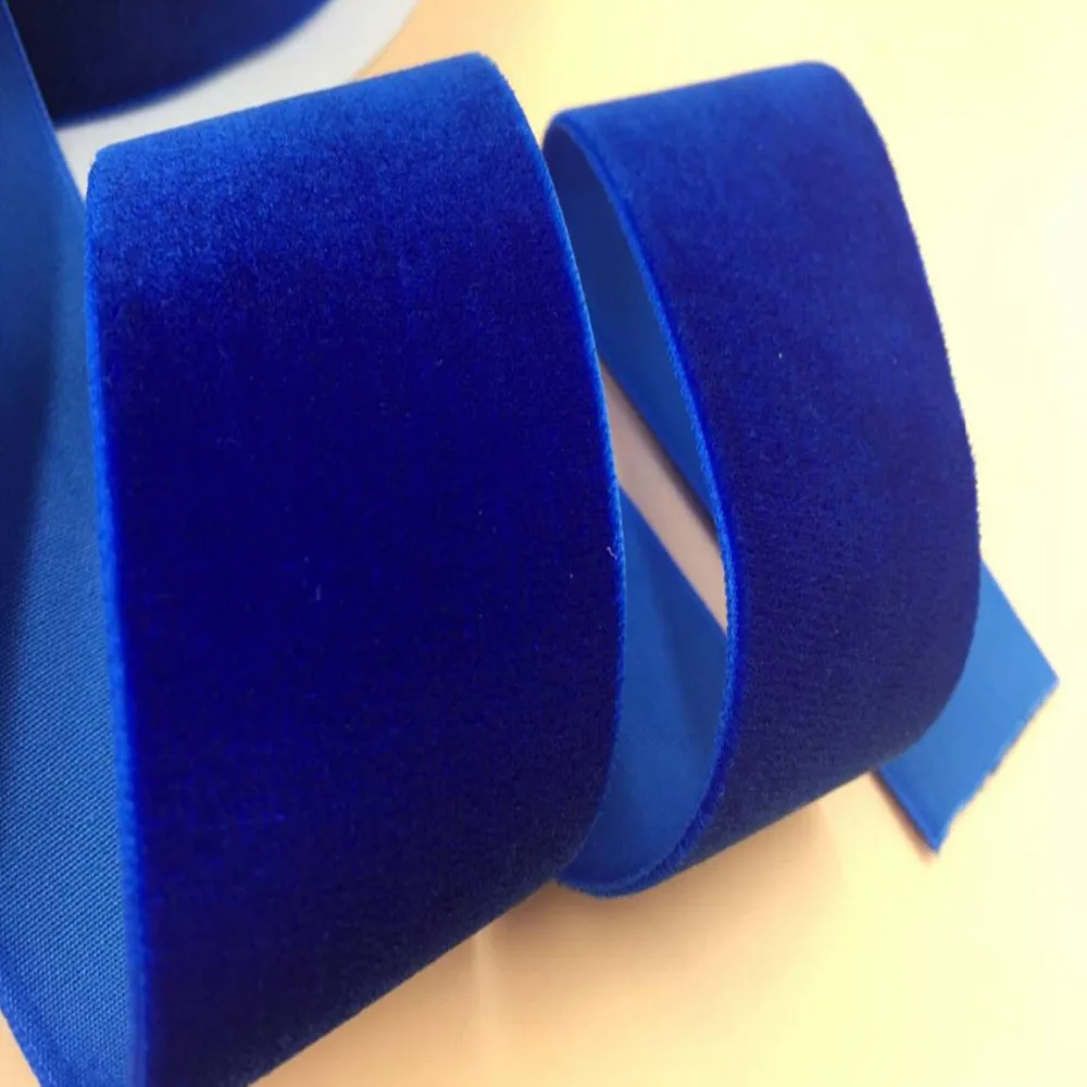 38MM Single Face Nylon Black Royal Blue Velvet Ribbon,None Stretch Velour Ribbons Webbing DIY Accessories