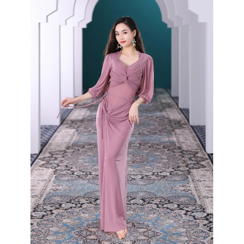 Traje de práctica de danza del vientre nueva falda larga de otoño invierno ropa de rendimiento Sexy para principiantes de talla grande