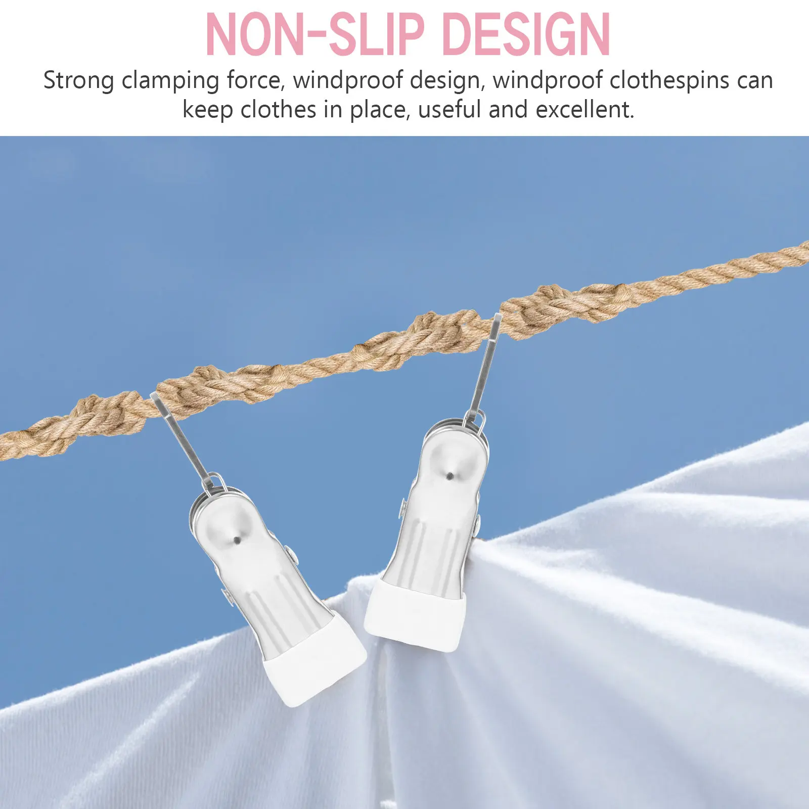 20Pcs Stainless Steel Clothes Clips Multipurpose Windproof Clothespins for Outdoor Clothesline Laundry Drying Quilt Clamp