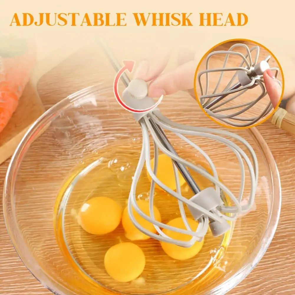 Non-electric Egg Beater Stainless Steel Egg Beater with Push Handle Semi-automatic Whisk Rotary Stirrer for Cream for Effortless