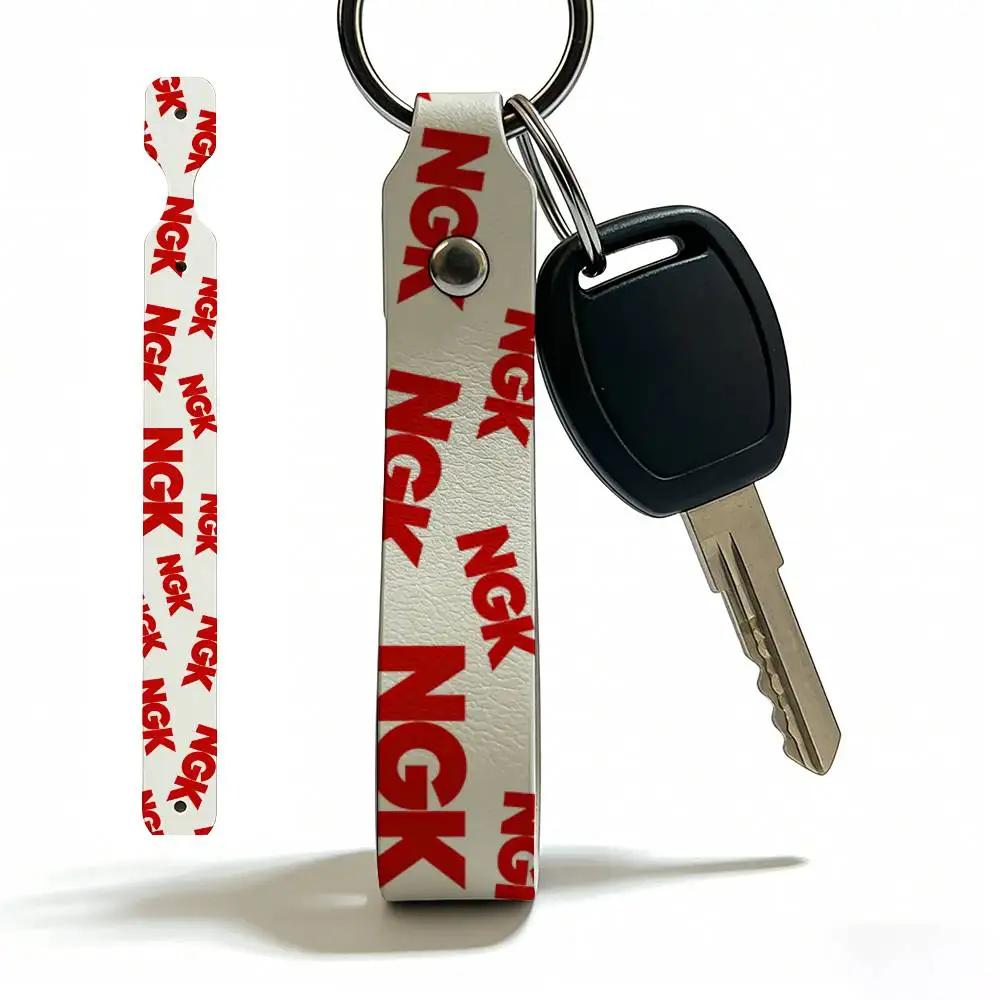 

For Ngk PU Leather Motorcycle Keychain Universal Motorbike Key Ring Holder For Riders Men Gift