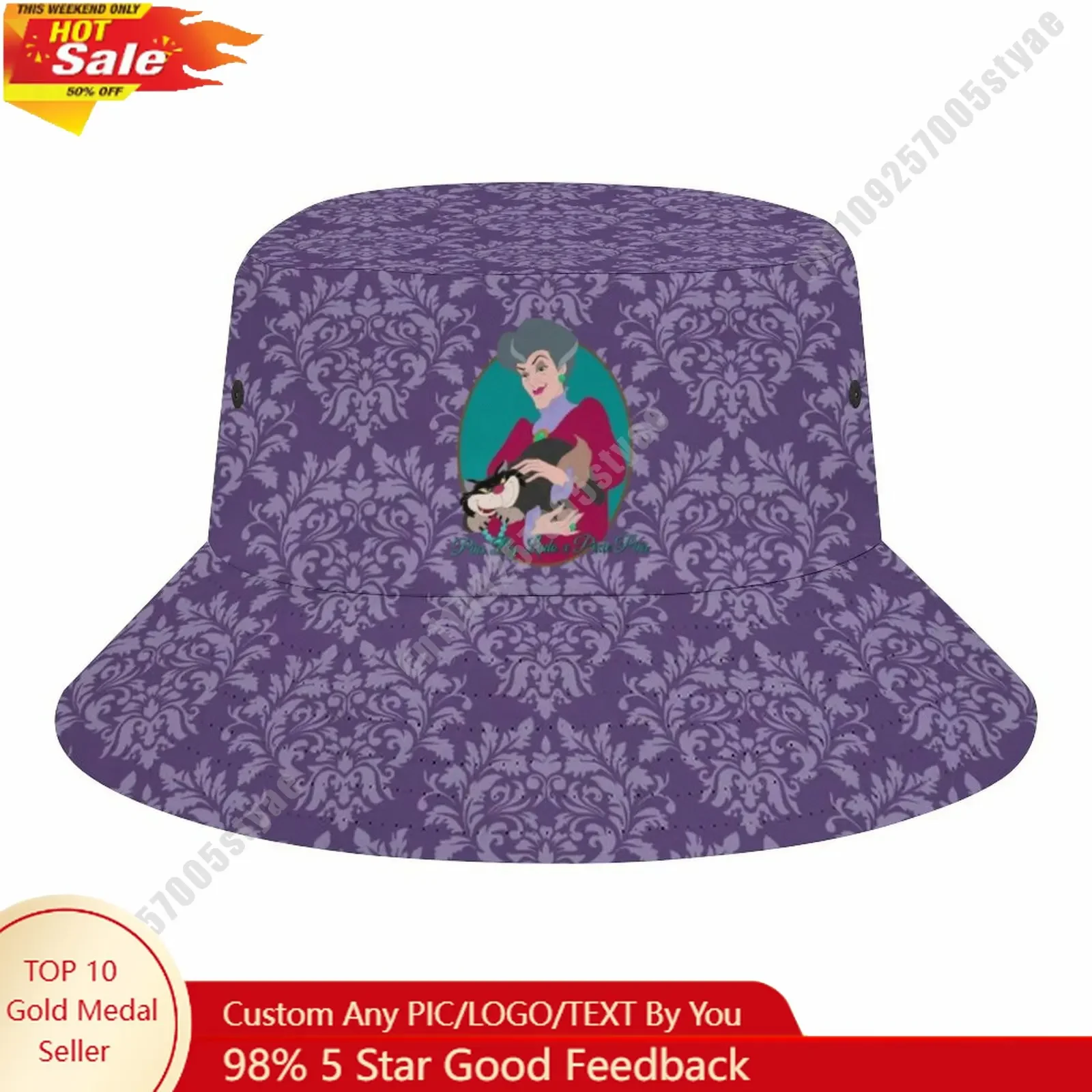 

Lady Tremaine Bucket Cap Disney Cartoon DIY Custom Your Graphic Design Fisherman Hat Holidays Gift Sun Protection Fashion Hat