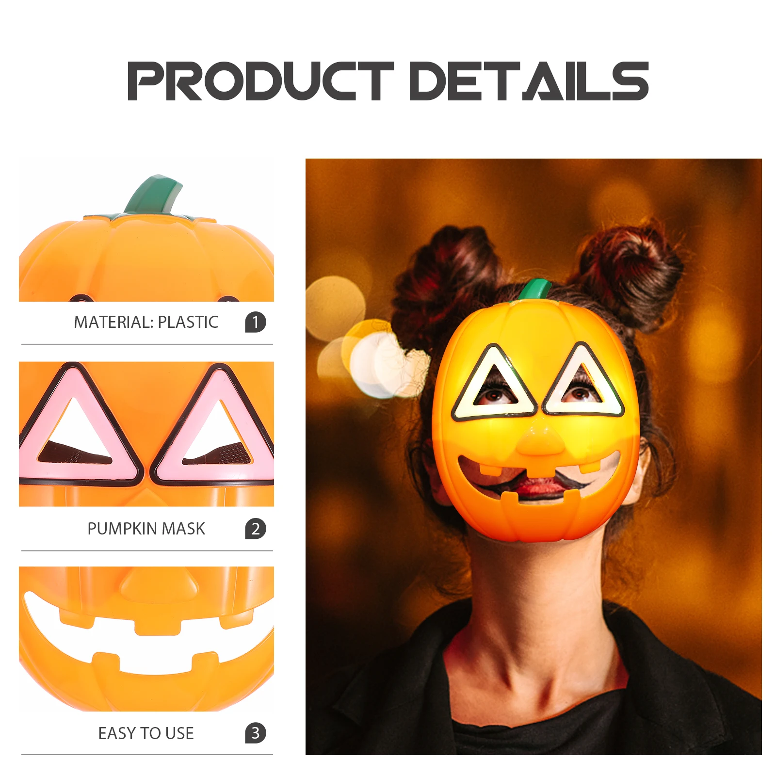 

Light-Emitting Pumpkin Mask Halloween Glowing Party Cosplay Full Face Makeup Child
