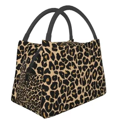 Fiambrera térmica con estampado de piel de leopardo para mujer, bolsas de almuerzo con aislamiento de colores tradicionales, con textura de Animal, enfriador reutilizable