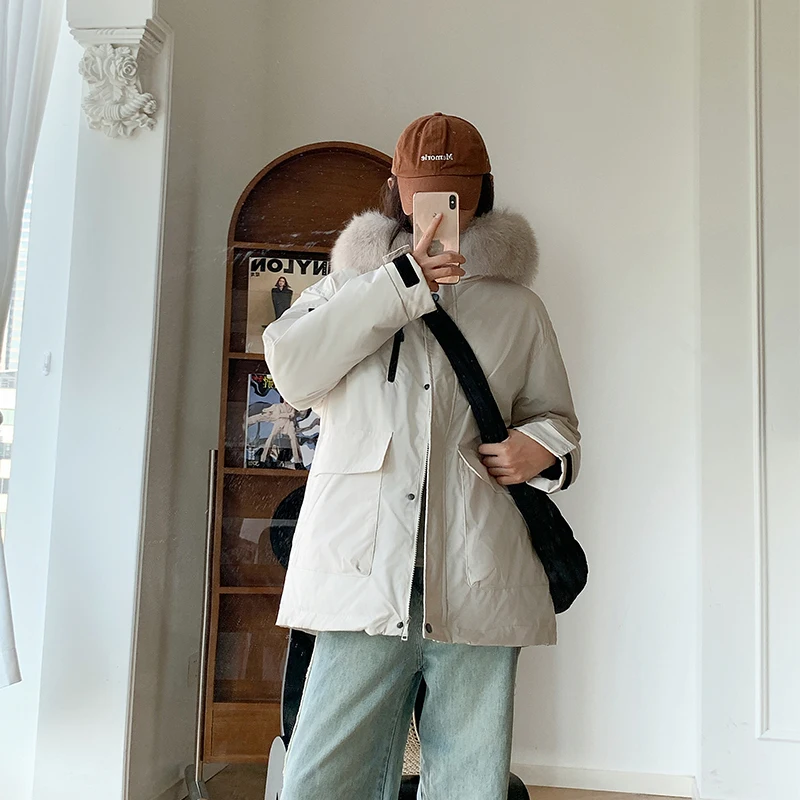 Women White Parka Jacket Overcoat Warm Hoodies Down Jackets Vintage Harajuku Korean Padded Jacket Winter 2000s 90s Clothes 2024