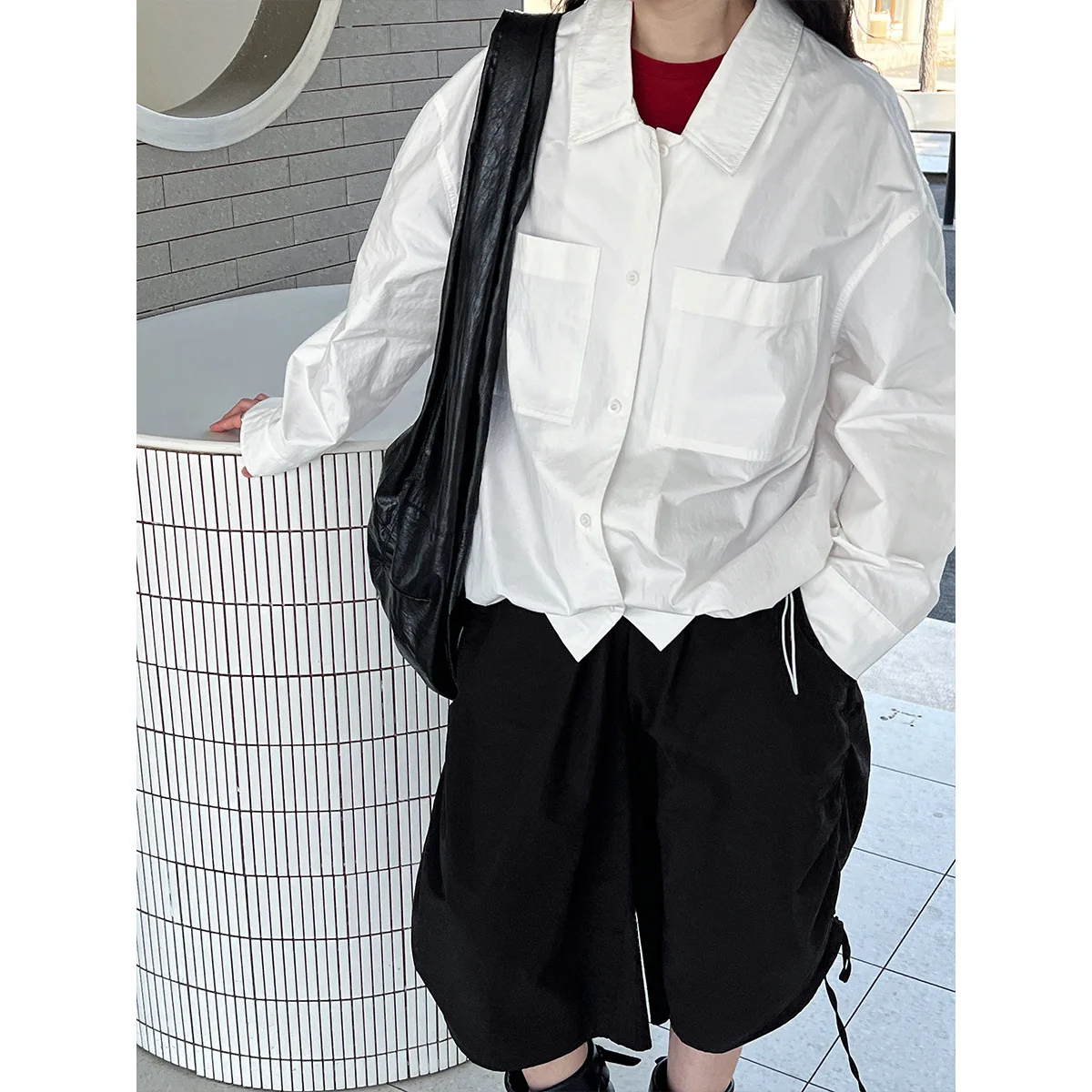 

Женская повседневная рубашка SuperAen в корейском стиле с воротником-поло, весна 2026, новая, простая, однотонная, с рюшами