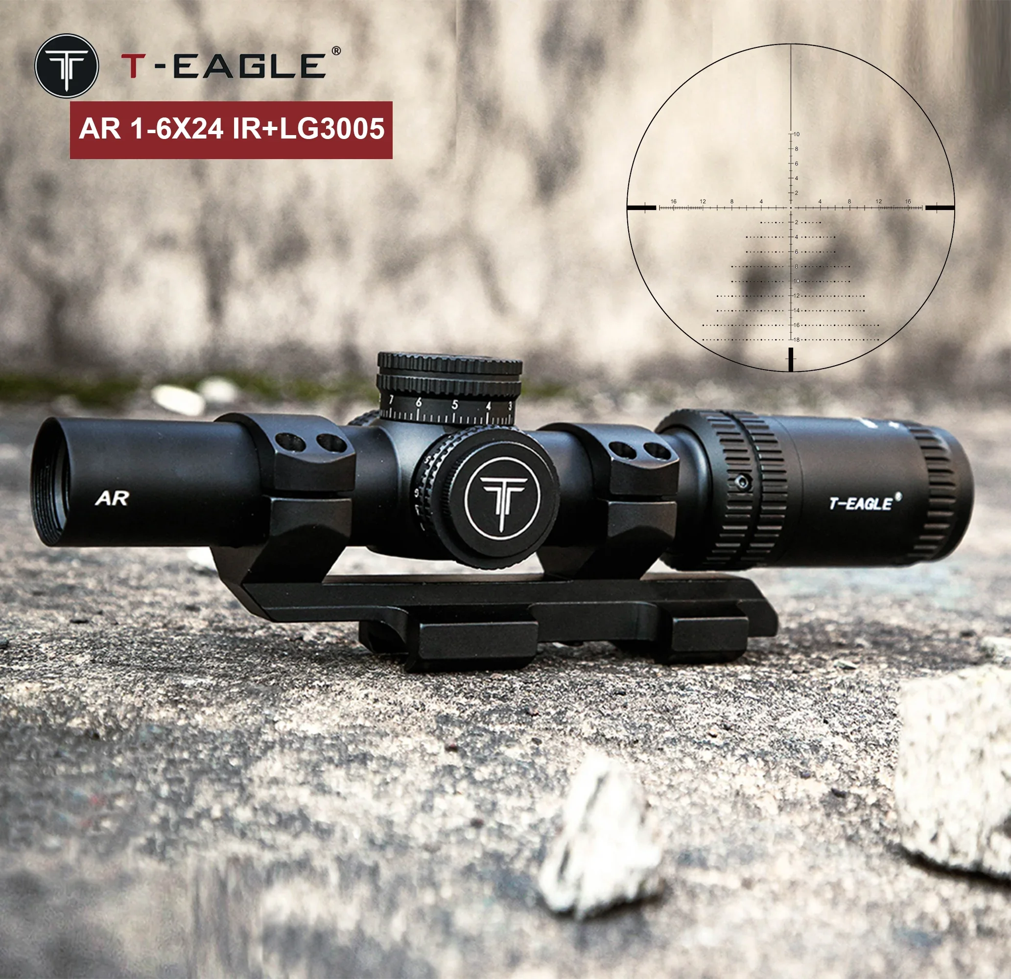 

T-EAGLE AR 1-6X24 IR Tactical Riflescope For Hunting Etched Glass Reticle Optics Sight Fits Airgun With 20MOA Tilt Angle Mounts