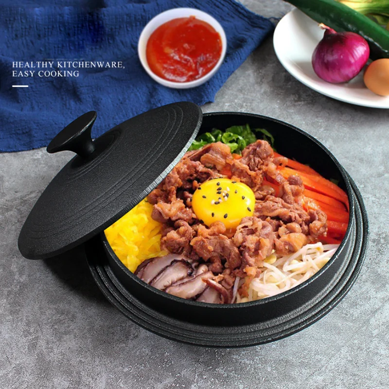 

Корейский горшок Bibimbap, чугунный горшок без покрытия, горшок для тушения, бытовая рисоварка, суповарка