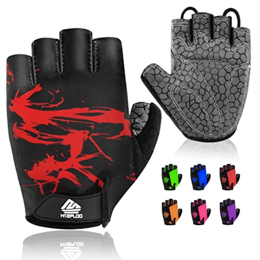 

Bike Gloves for Men Women with Anti-Slip Shock-Absorbing Pad, Light Weight Half-Finger Cycling Gloves