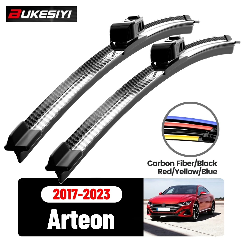 2PCS Front Wiper For Volkswagen VW Arteon 2017-2023 2020 2021 High Quality Windscreen Wipers Carbon Fibre Colors Accessories