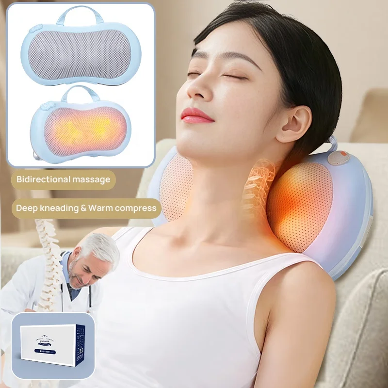 

Smart Library 3D Shiatsu Neck Massage Pillow For Body Kneading With Heating Vibration For Pain Relief In Car Home Or Office