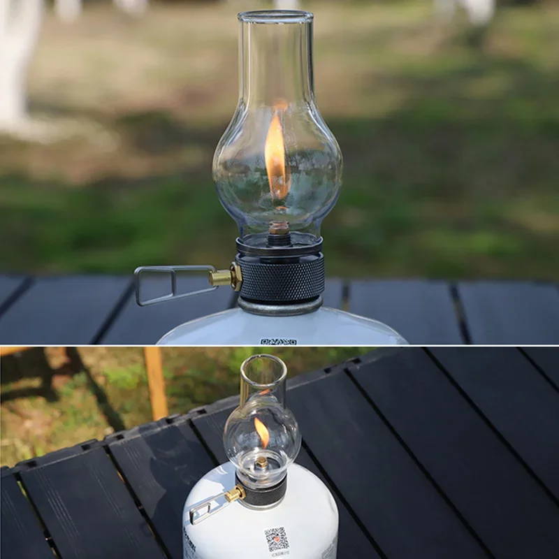 

Camping Lamp Gas Candle Light Retro Glass Lampshade Atmosphere Light Outdoor Tent Lantern for Hiking Backpacking Picnic Fishing