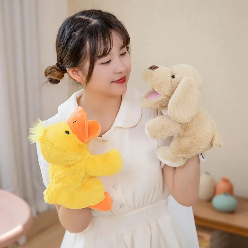 Gefüllte Plüschtiere Spielzeug Hand Finger Story Puppet Kawaii Puppen Pädagogisches Babyspielzeug Ente Lamm Kuh Hund Pferd Kinder Geschenk – Detail 2