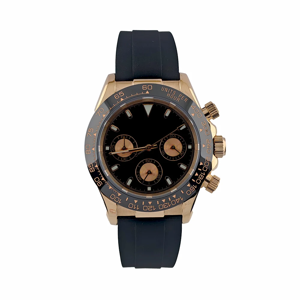 39mm VK63 Men's Rose Gold Watch Personalized Customized Logo Watch High Quality Stainless Steel Watch VK63 Movement Mod Watch