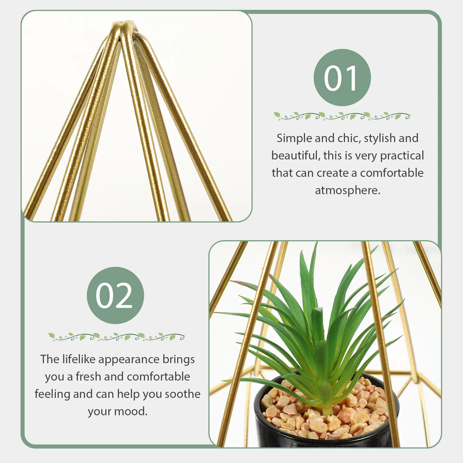 

Simulation Succulent Plant Ornament Iron Hollow Pot Desktop Decor Artificial Potted Bonsai Fake Green Plant Home Office