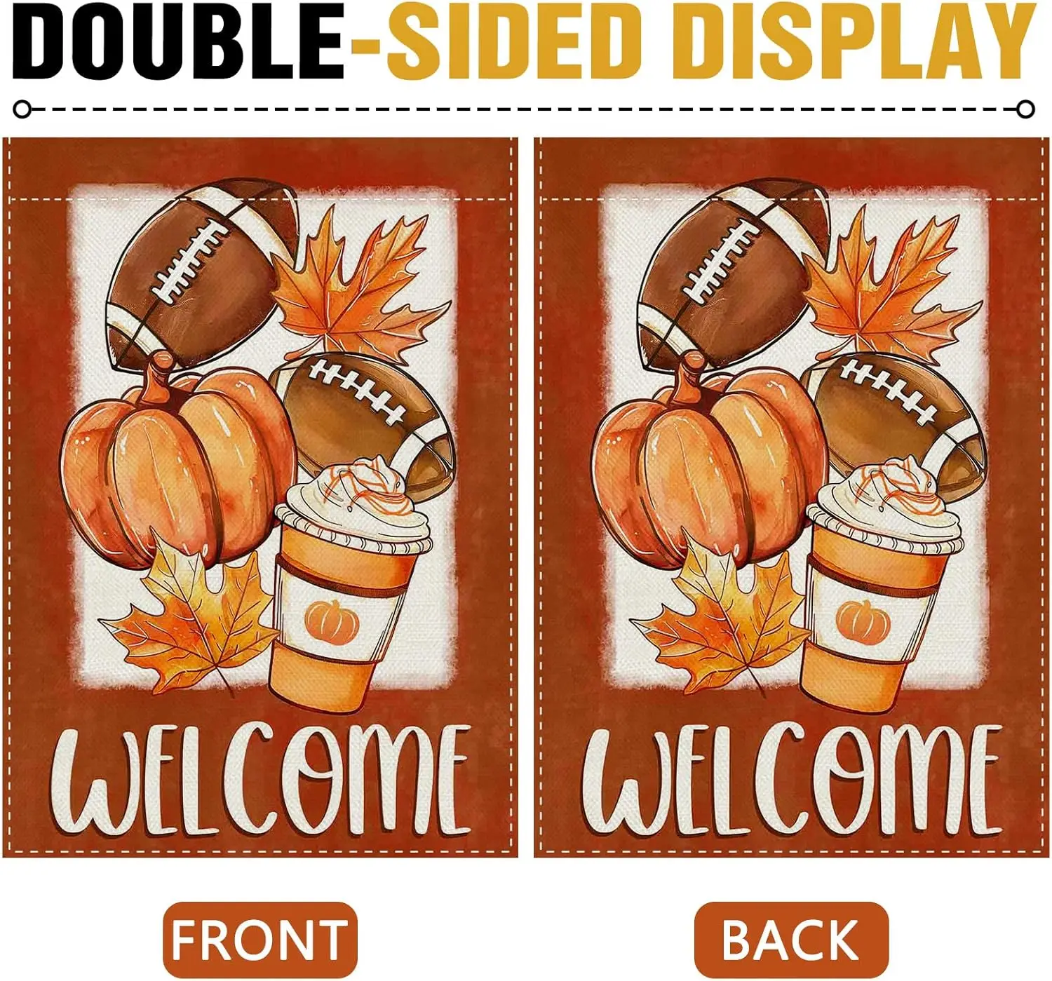 Dyrenson ترحيب الخريف كرة القدم اليقطين الزخرفية حديقة العلم، الخريف الرياضة لعبة يوم أوراق القيقب ساحة القهوة خارج المنزل D JHH #3